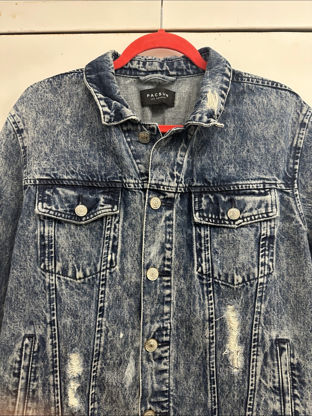 PacSun Distressed Acid-Wash Denim Jacket - Blue - Picture 3 of 7